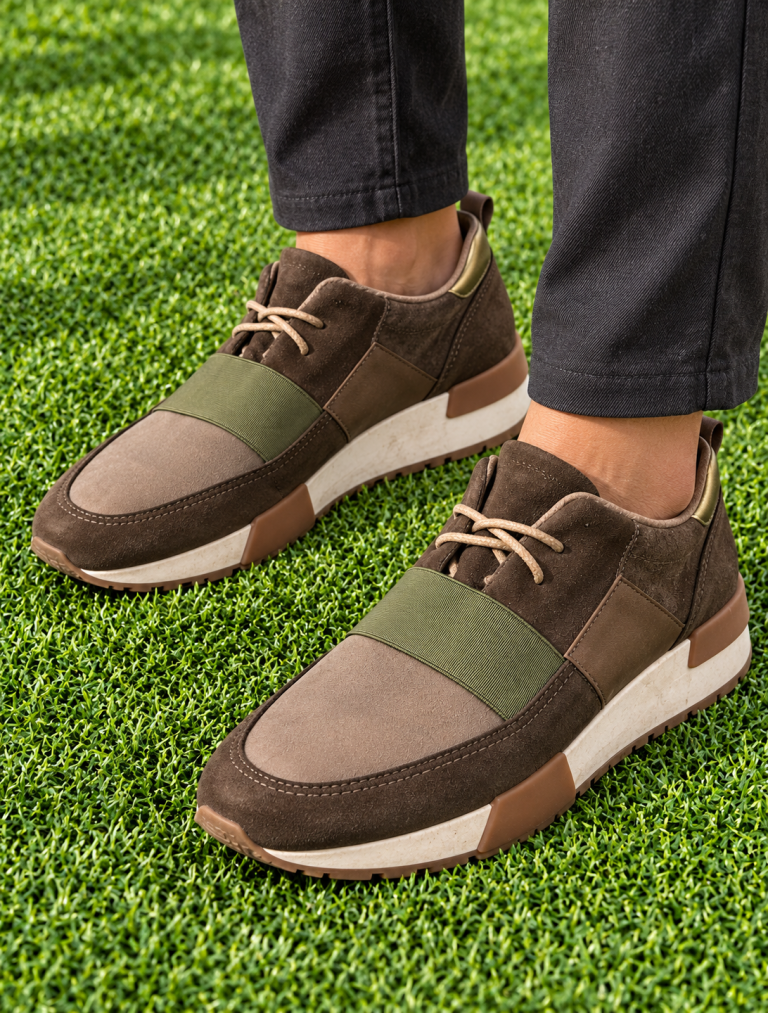 Suede & Nubuck Elastic Sneaker